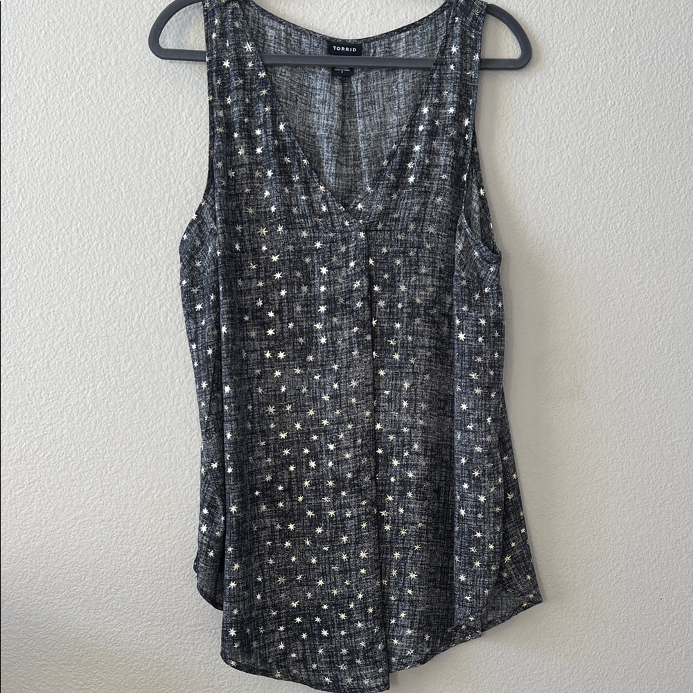 Torrid Black and Gray Chiffon Celestial Tank Top